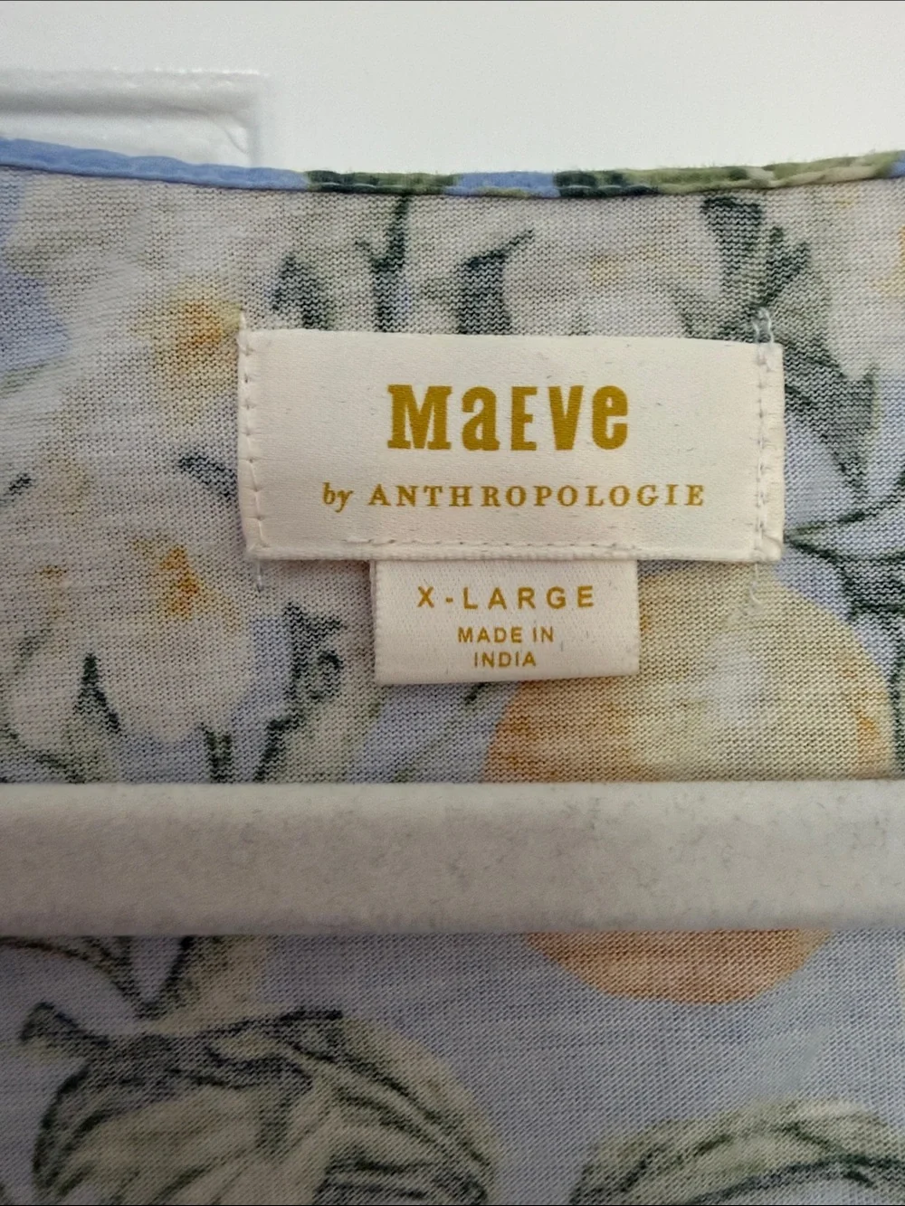 Anthropologie Maeve Blue Lemon Print Sleeveless Babydoll Ruffle Tie Blouse - Picture 2 of 6